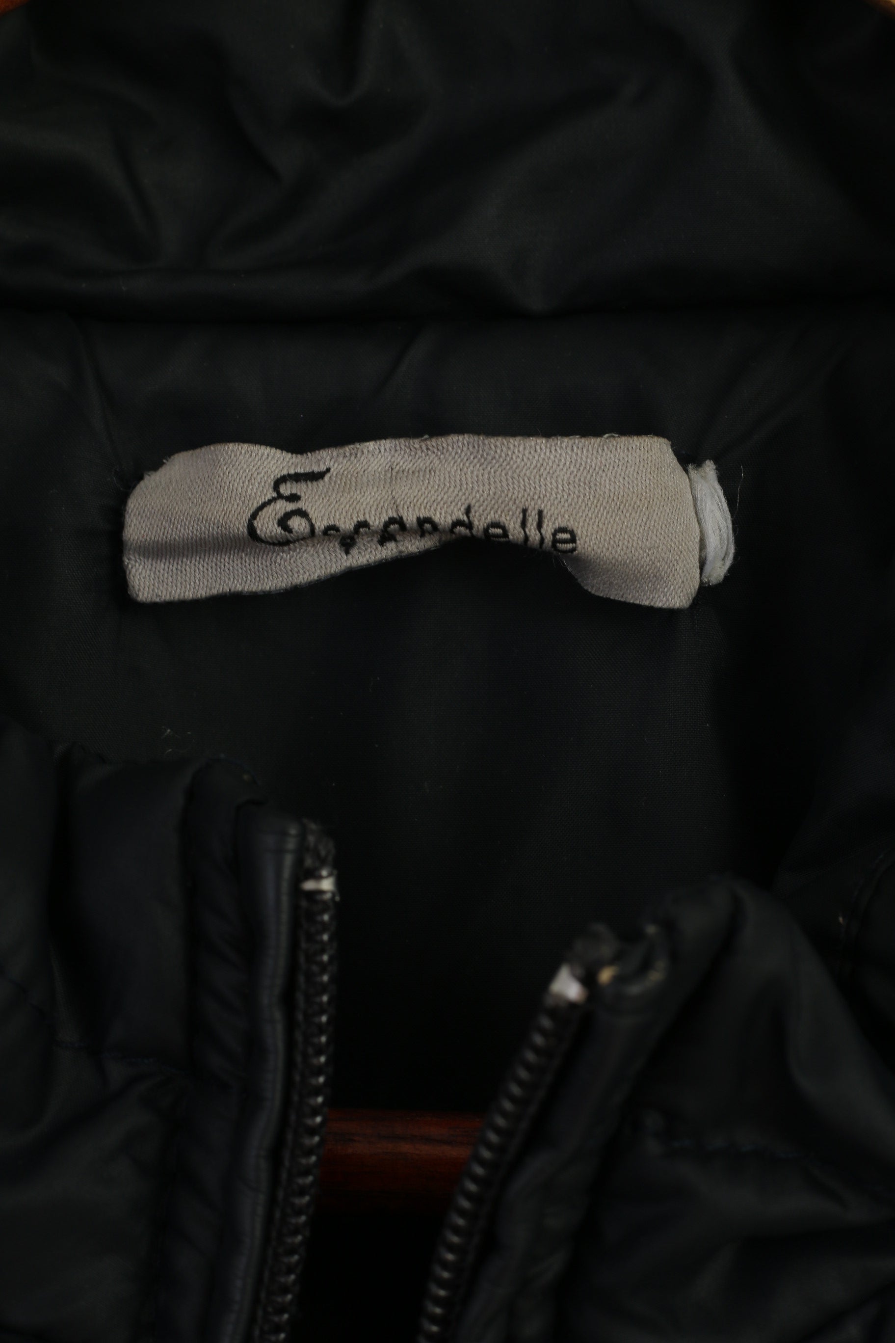 Escandelle Paris Women M Jacket Navy Quilted Casual Full Zipper Lightweight Top