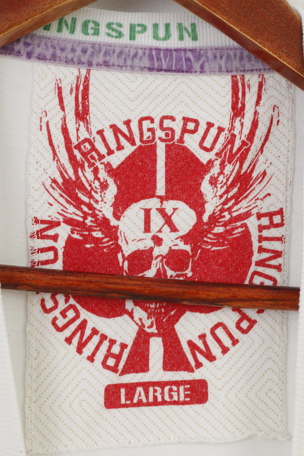 Ringspun Homme L (S) Chemise Blanc Coton Sport Dinosaure Graphique Vintage Top