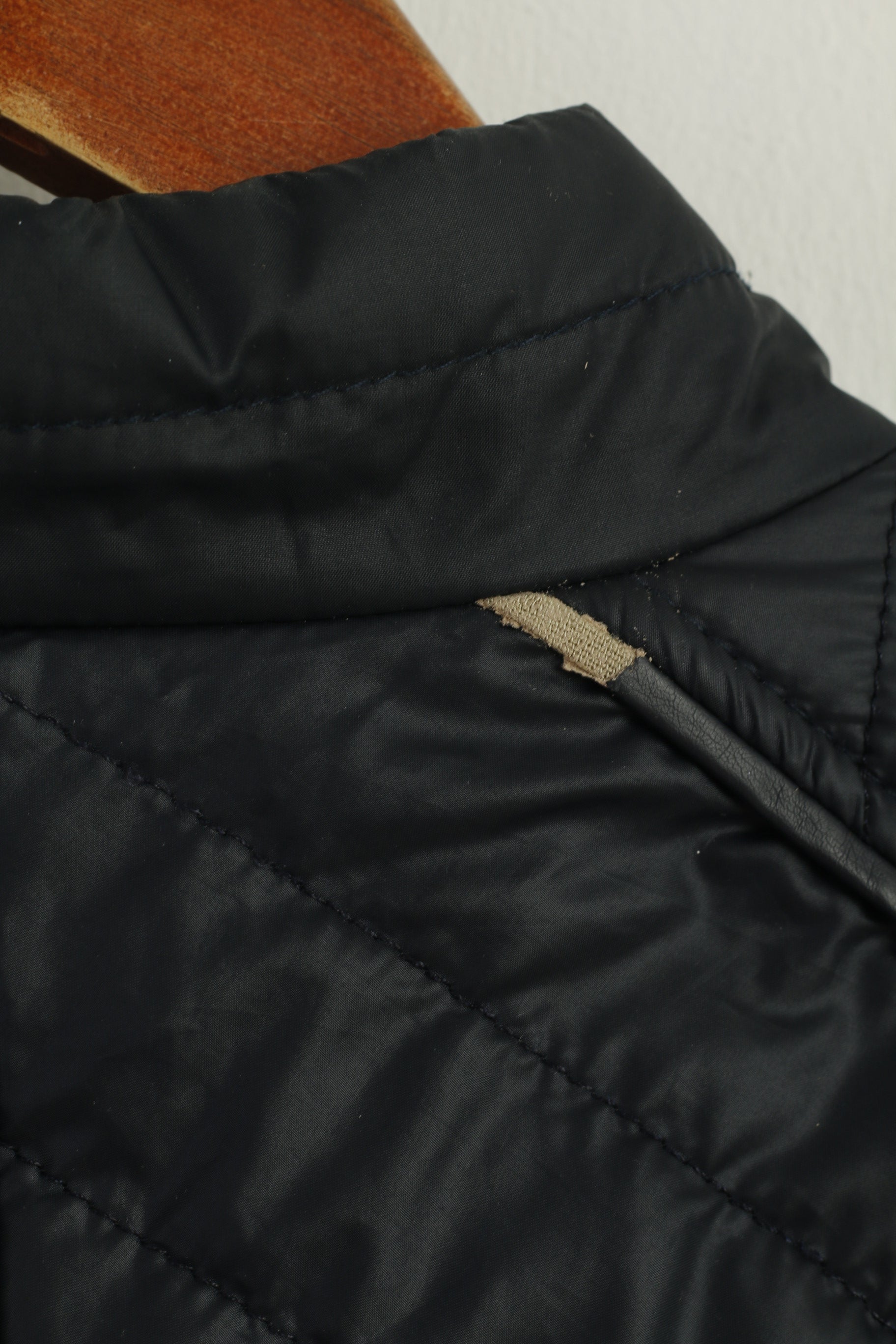 Escandelle Paris Women M Jacket Navy Quilted Casual Full Zipper Lightweight Top