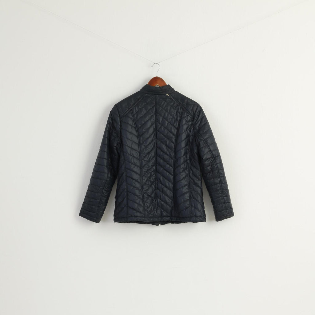 Escandelle Paris Women M Jacket Navy Quilted Casual Full Zipper Lightweight Top