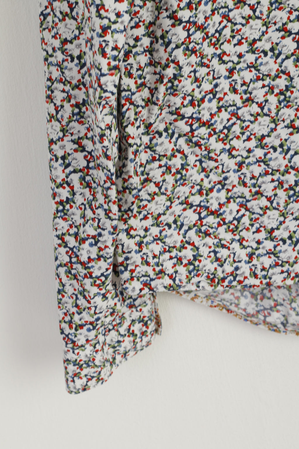 Pretty Green Men XL Casual Shirt White Printed Cotton Long Sleeve Pocket Top