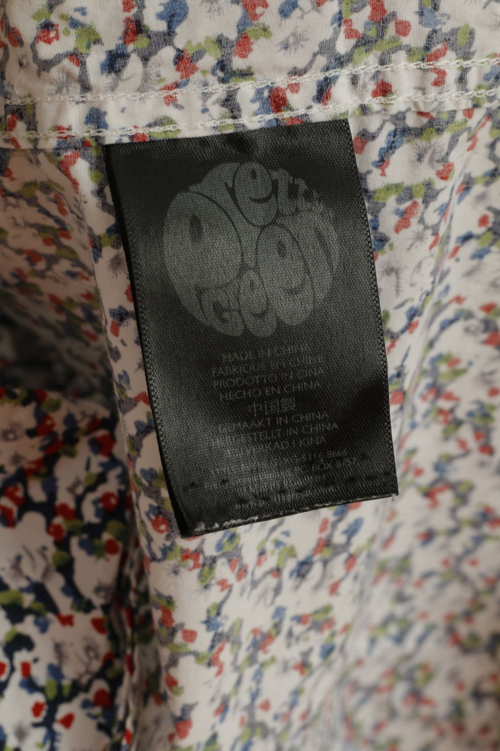 Pretty Green Men XL Casual Shirt White Printed Cotton Long Sleeve Pocket Top