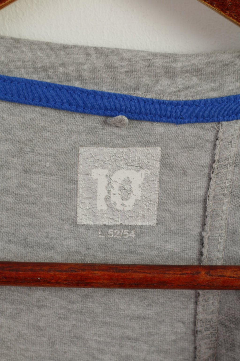 10 Men L 52/54 Shirt Grey Cotton Crew Neck 10 Mesh Detailed Sport Top