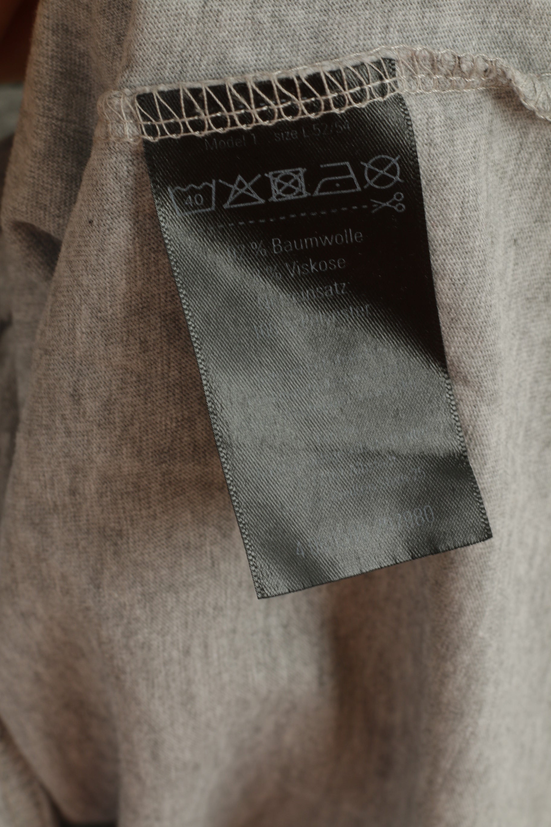 10 Men L 52/54 Shirt Grey Cotton Crew Neck 10 Mesh Detailed Sport Top