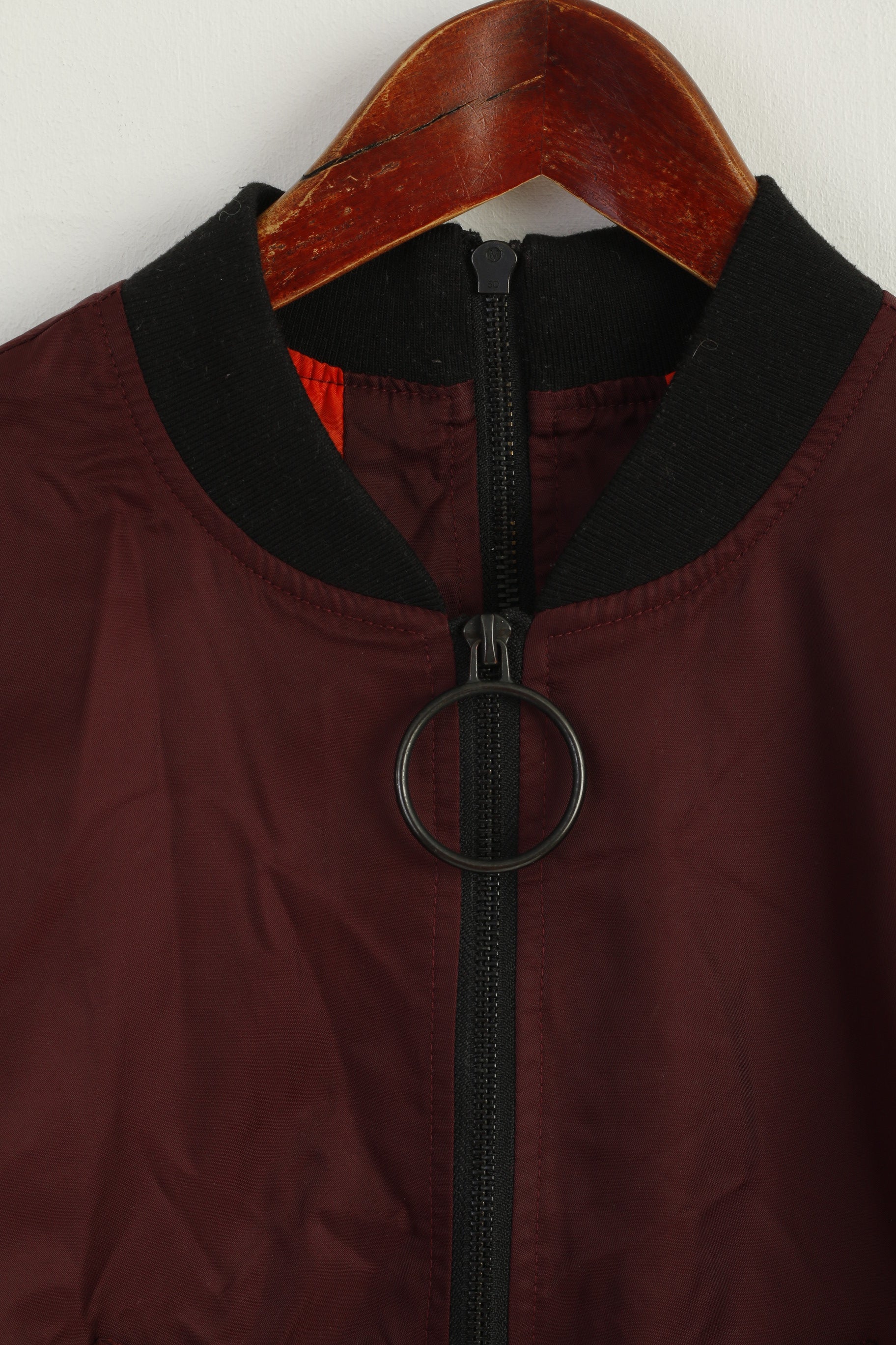 Eksept Women XS Jacket Burgundy Zip Up Cropped Nylon Bomber Streetwear Top