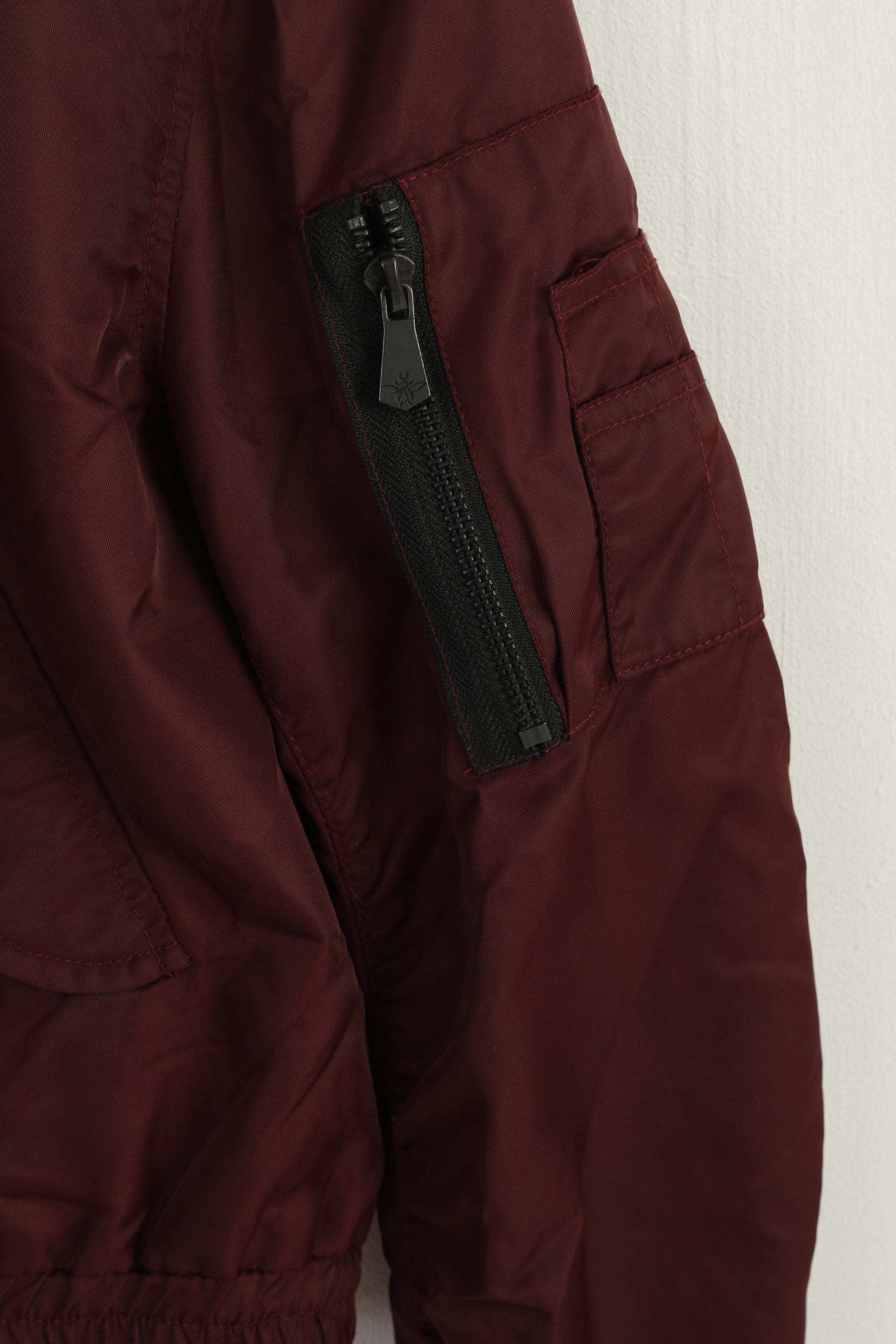 Eksept Women XS Jacket Burgundy Zip Up Cropped Nylon Bomber Streetwear Top