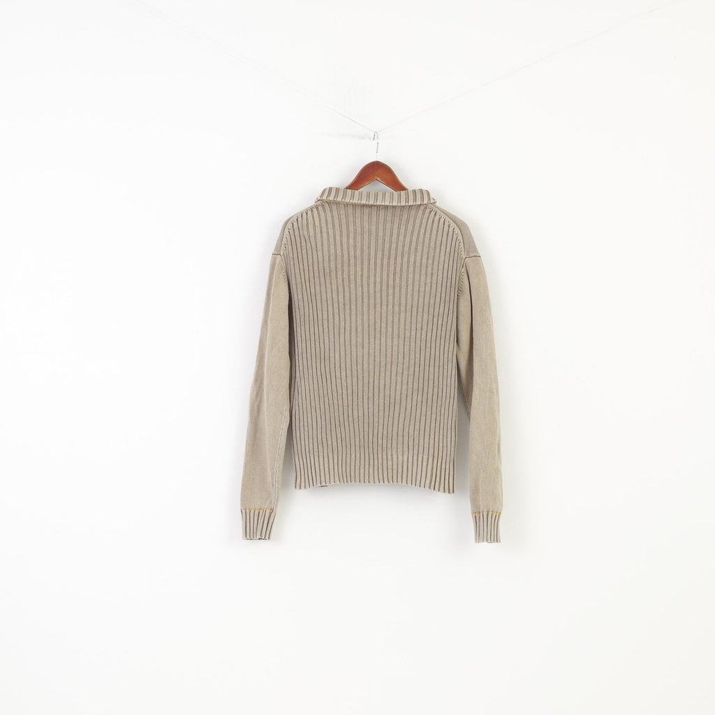 Maglione classico vintage da uomo Wrangler M Jumper in cotone marrone con zip e collo