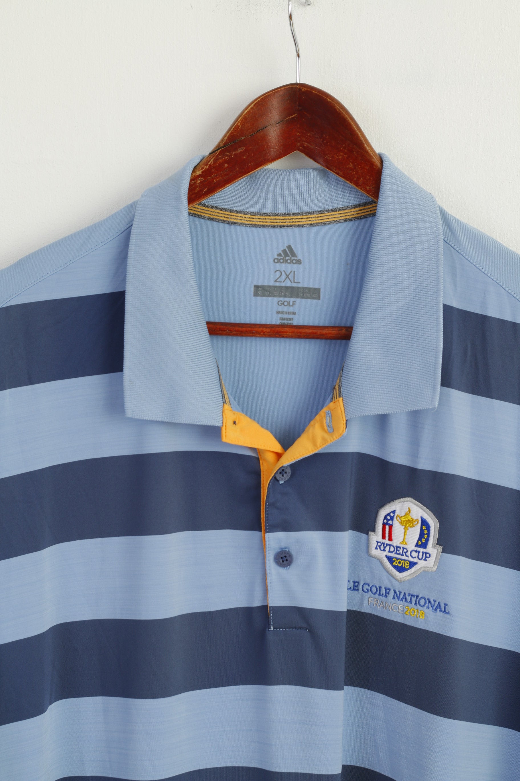 Adidas Golf Men XXL Polo Shirt Blue Ryder Cup 2018 France Le Golf National Top