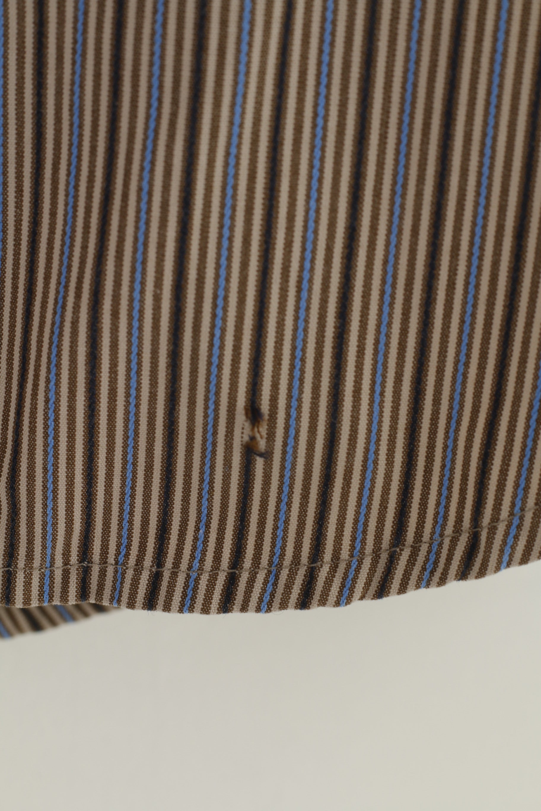 GAP Men 14 1/2 S Casual Shirt Striped Brown Collar Long Sleeve Classic Fit Cotton Top