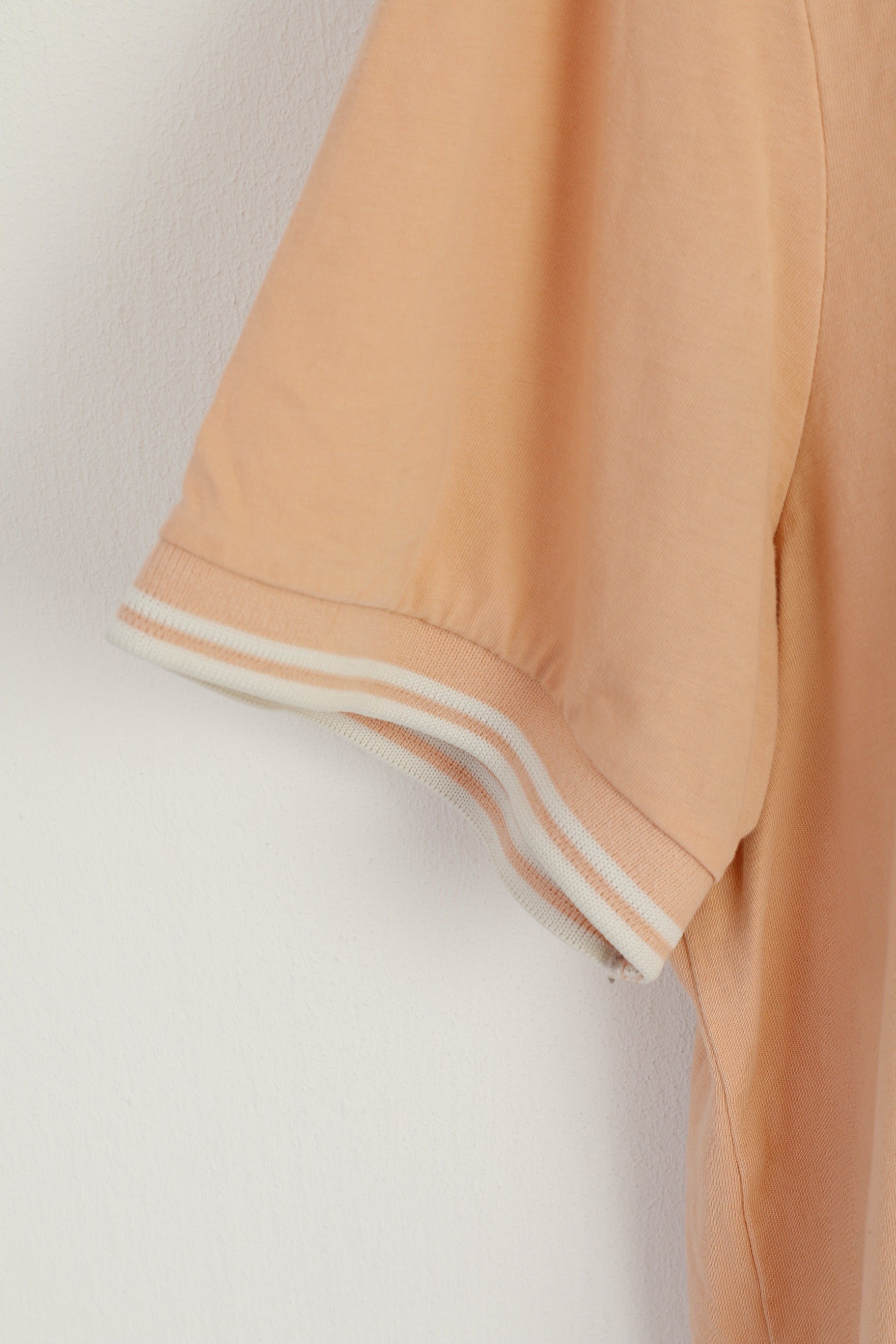 Fred Perry Men L / XL Shirt Peach 100% Cotton Vintage Classic Short Sleeve Top