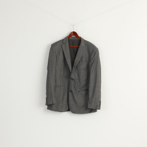 Carl Gross Men 54 44 Blazer Grey Loro Piana Wool 150's Vintage Single Breasted Jacket