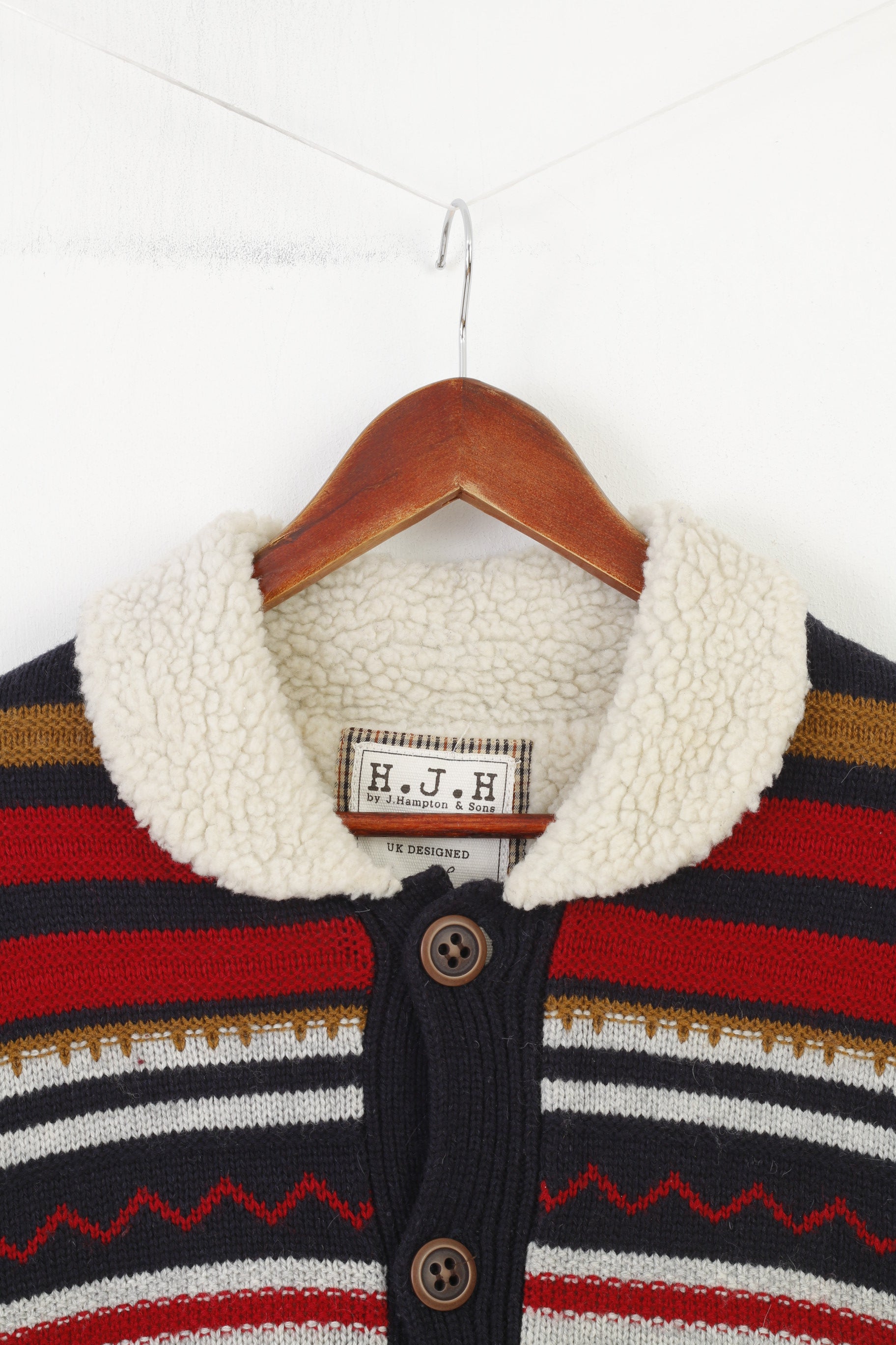 H.J.H Hampton Men M Jumper Navy Padded Tradition Vintage Acrylic Winter Sweater