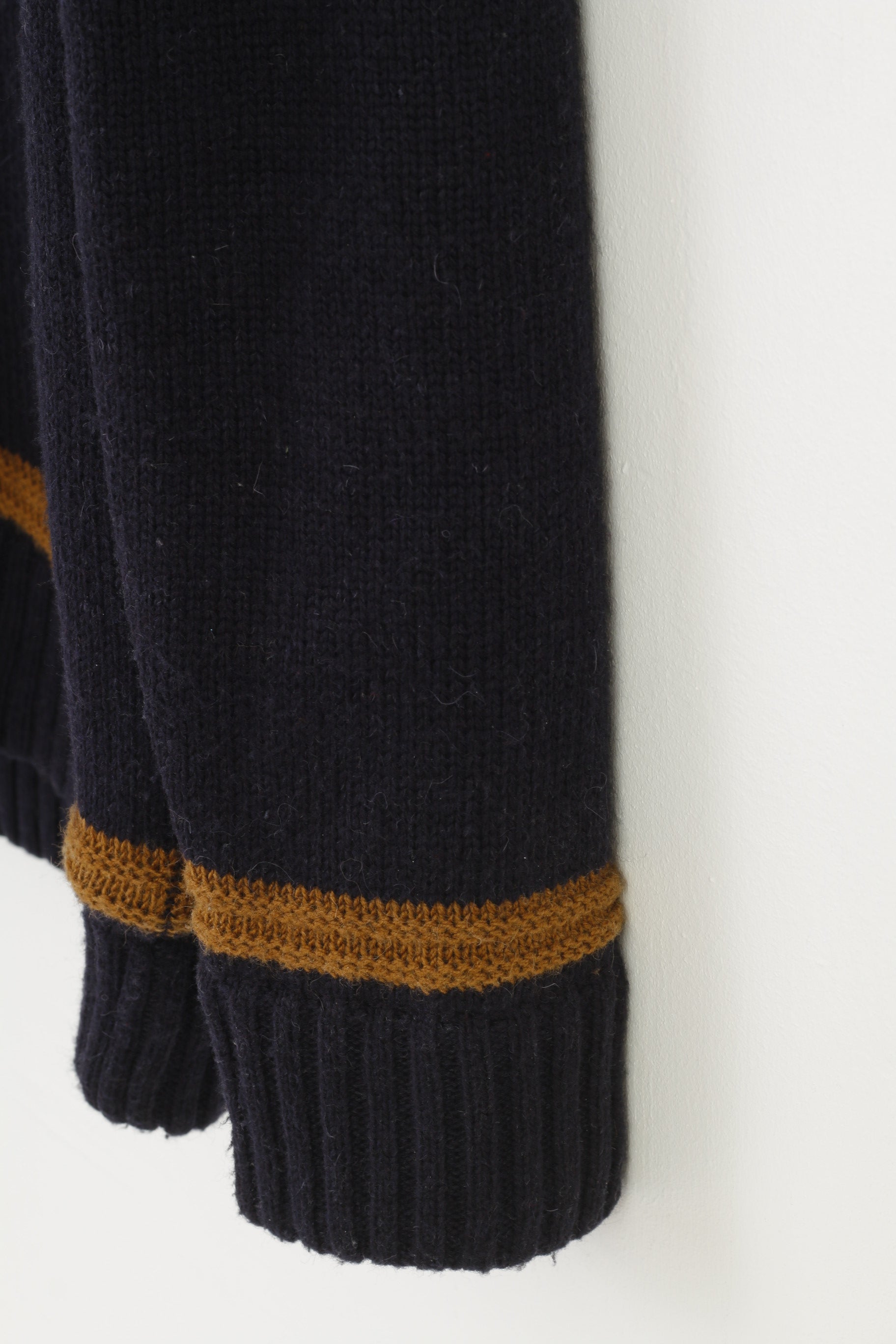 H.J.H Hampton Men M Jumper Navy Padded Tradition Vintage Acrylic Winter Sweater