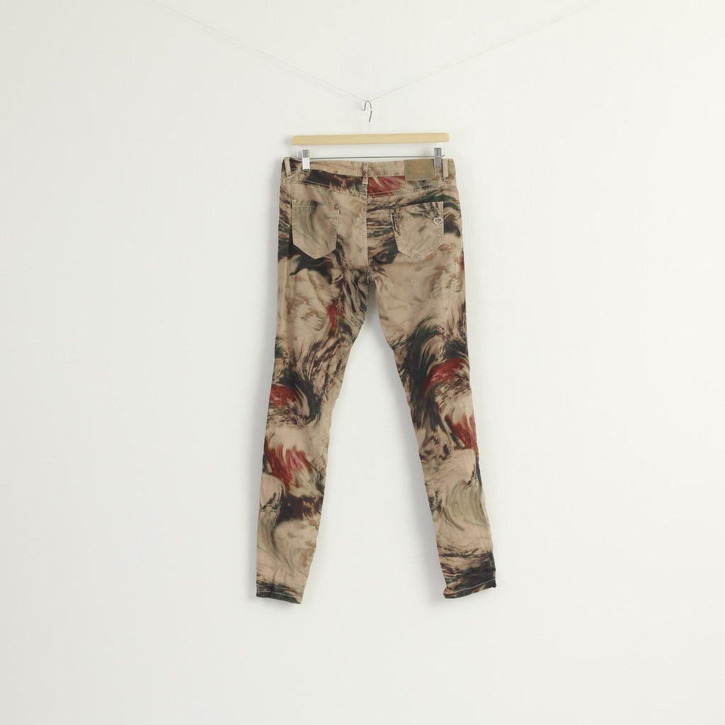 Please Women L Trousers Brown Camouflage Skinny Made in Italy Pants