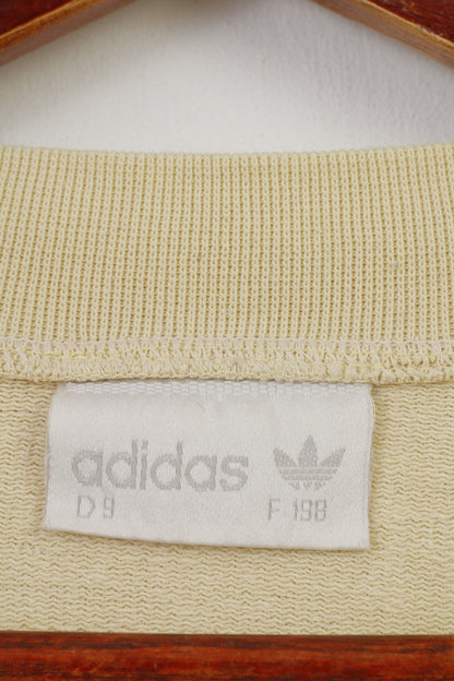 Adidas Men XL Sweatshirt Beige Vintage Logo Cotton Zip Neck F198 90' Oversize Top