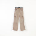 Stefanel Woman S Trousers Brown Cotton Wide Leg Low Waist Pockets Top 