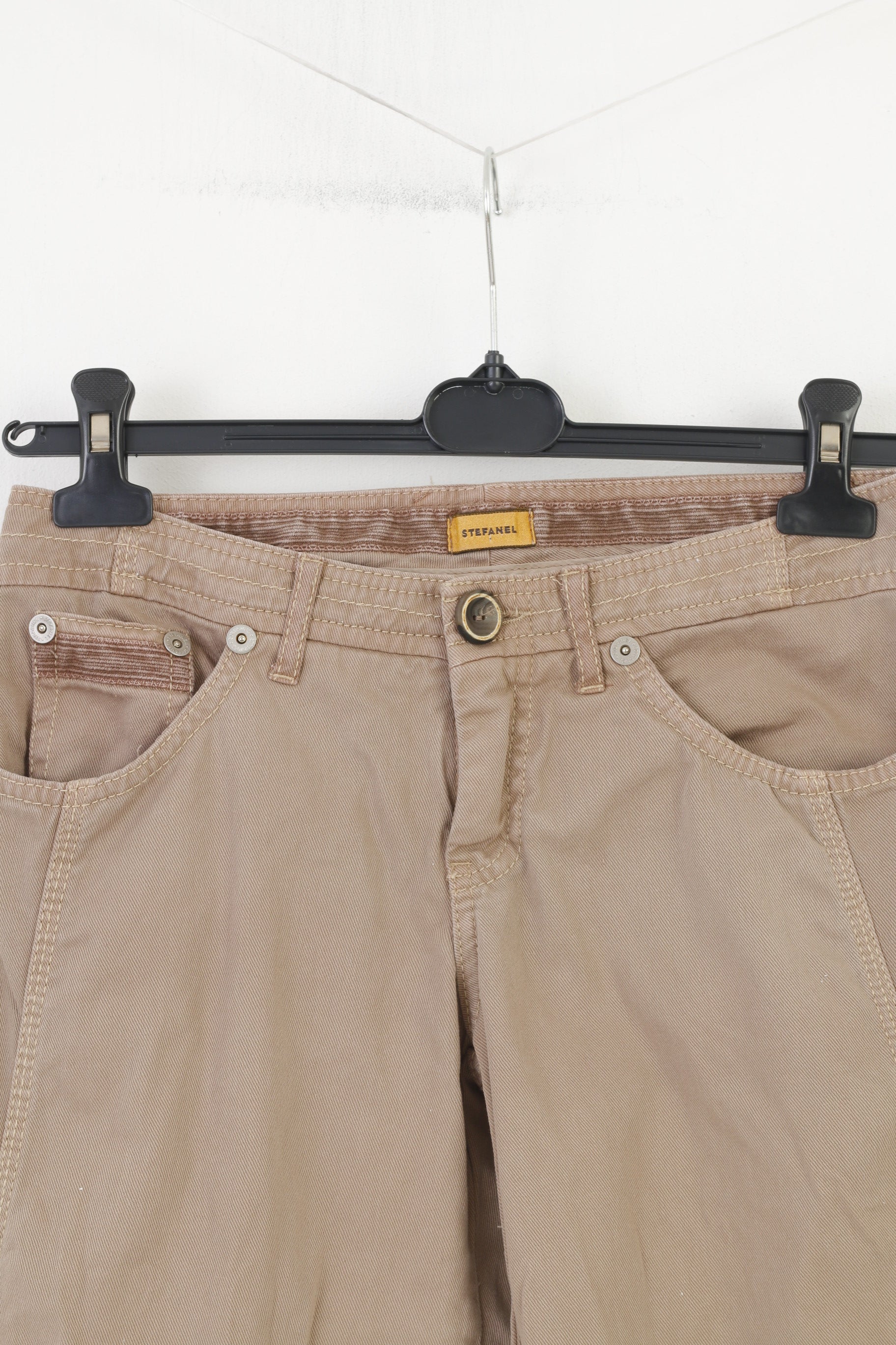 Stefanel Woman S Trousers Brown CottonCorduroy Vtg Wide Leg Low Waist Pockets Top