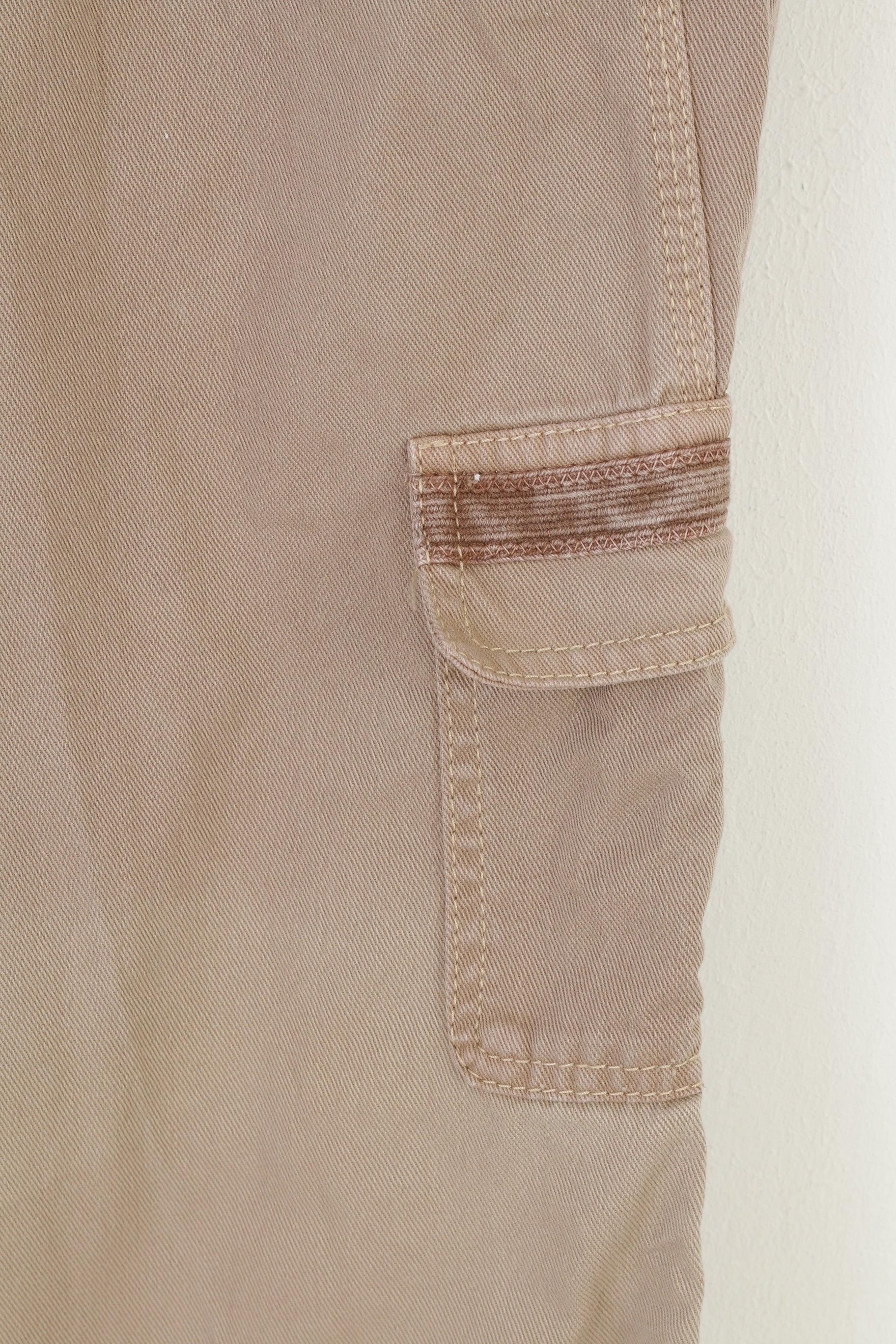 Stefanel Woman S Trousers Brown CottonCorduroy Vtg Wide Leg Low Waist Pockets Top