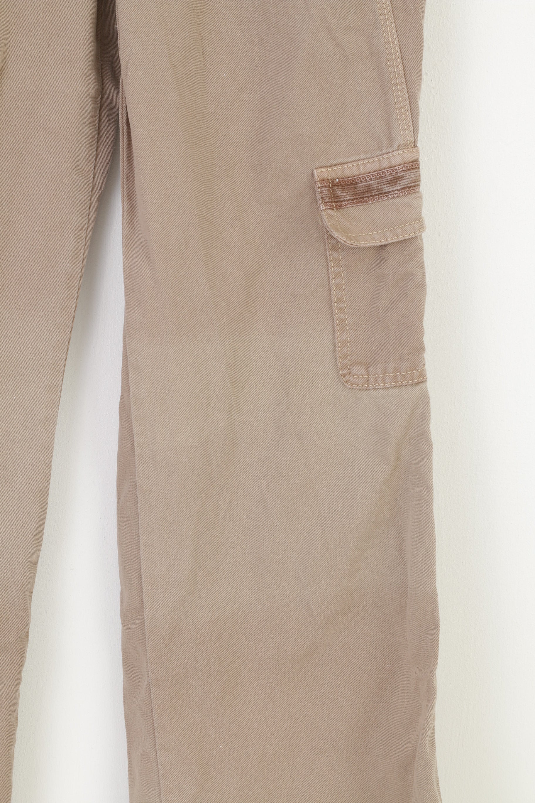 Stefanel Woman S Trousers Brown CottonCorduroy Vtg Wide Leg Low Waist Pockets Top