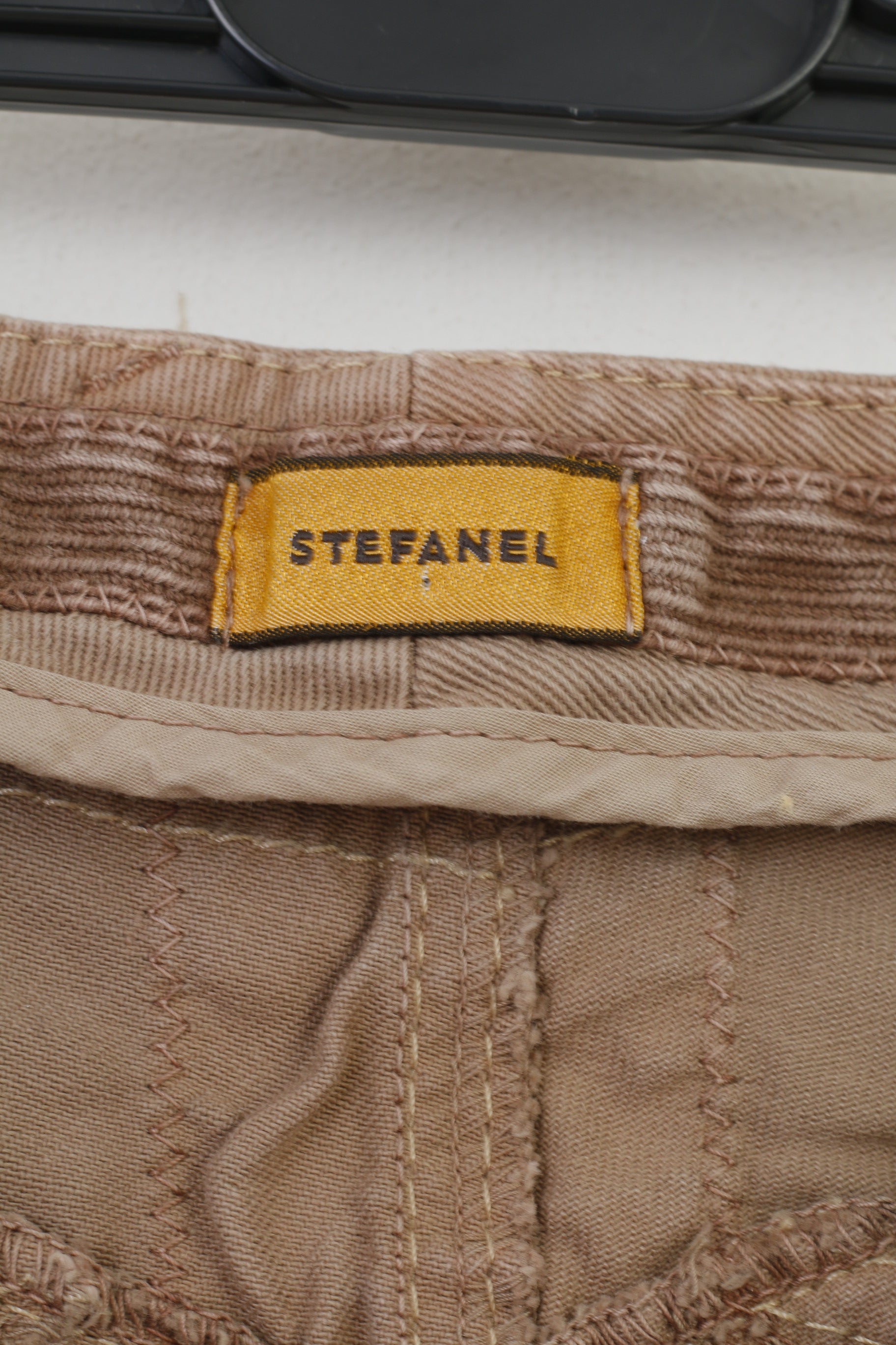 Stefanel Woman S Trousers Brown CottonCorduroy Vtg Wide Leg Low Waist Pockets Top