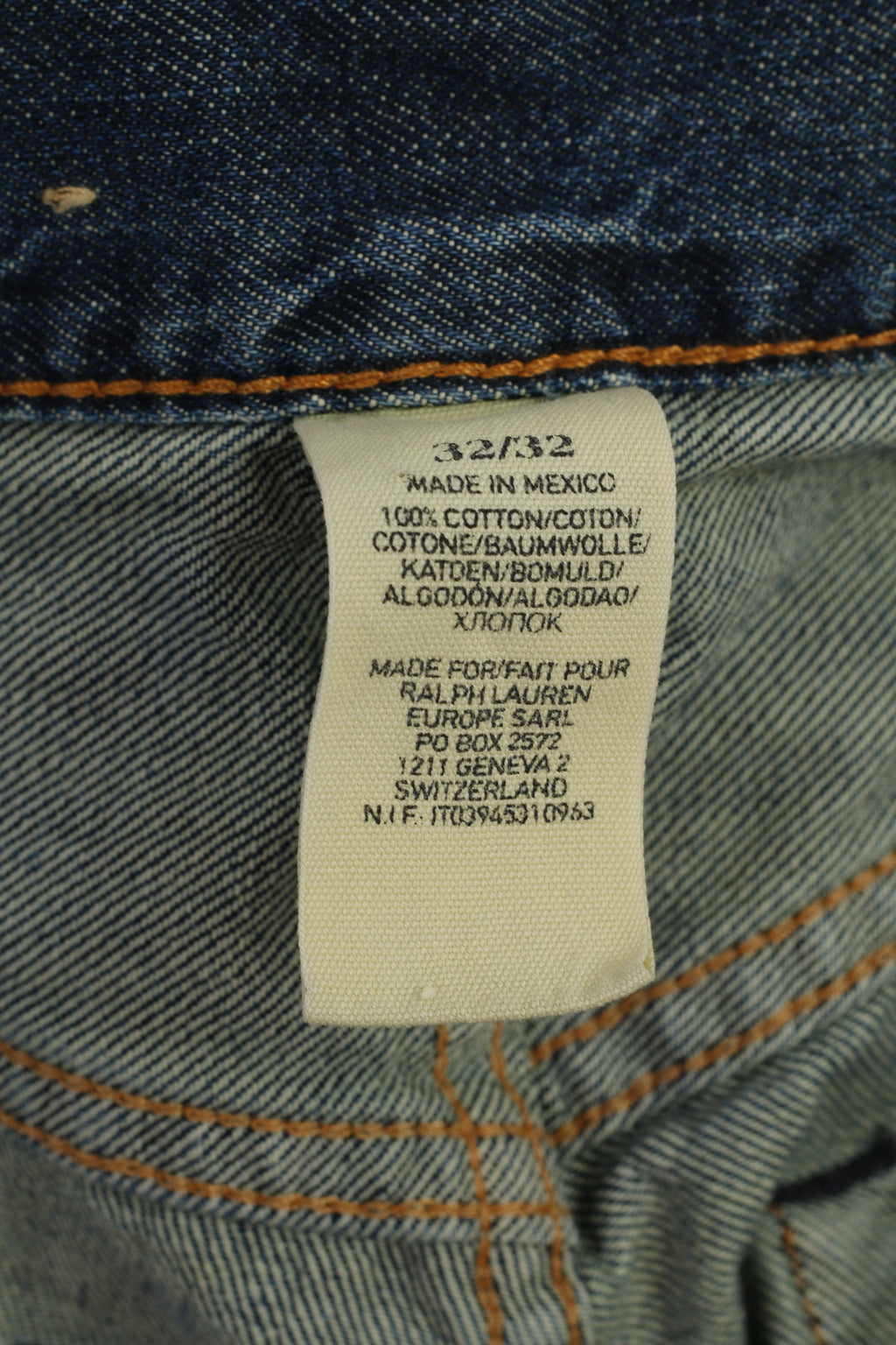 Ralph Lauren Men 32 / 32 Jeans Trousers Blue Denim Cotton Vintage Straight Leg Pants