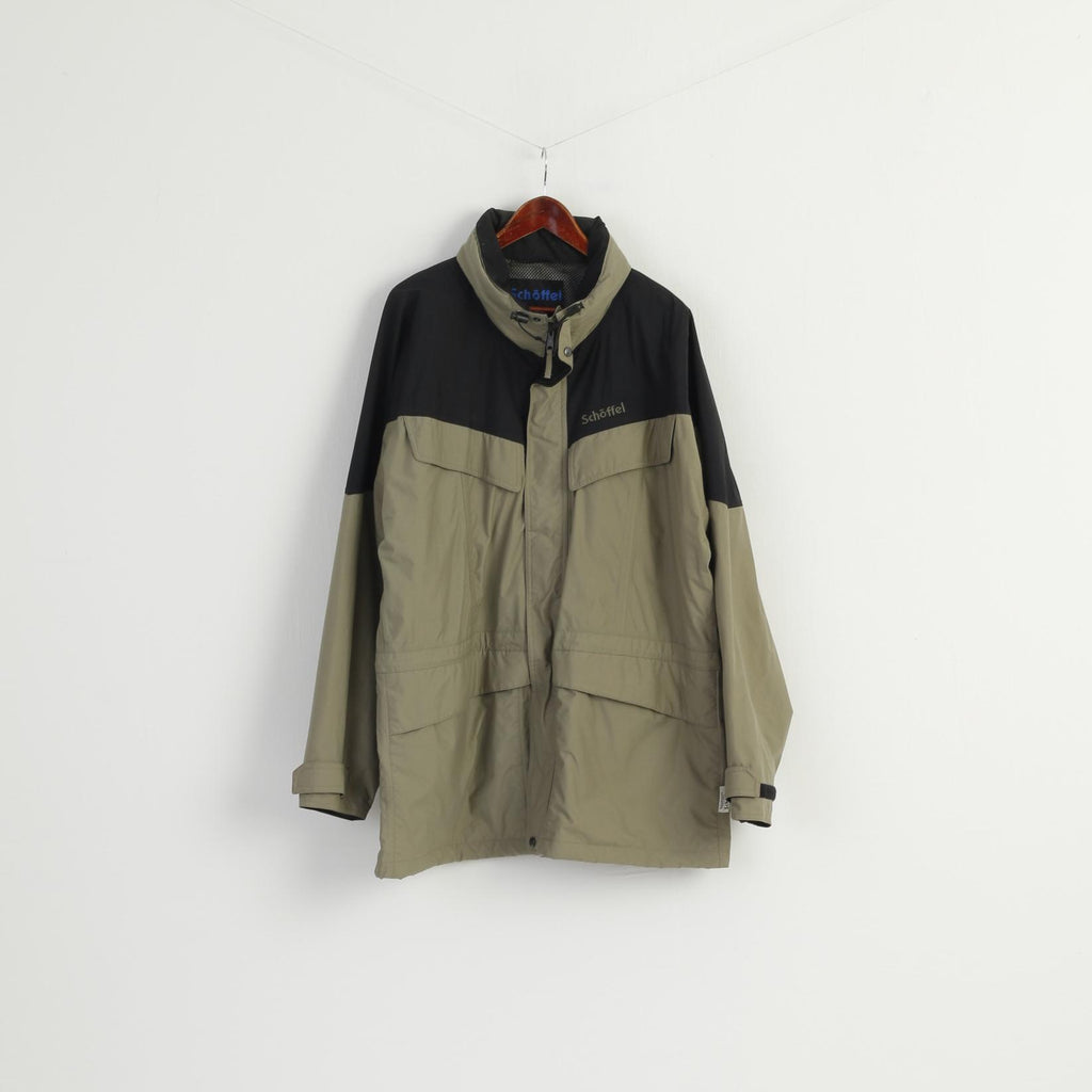 Schöffel Men 3XL Jacket Khaki Outdoor Zip Up Hidden Hood Vanturi System Top