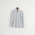 GANT Men M Casual Shirt White Blue Check Pinpoint Twill Regular Fit Top