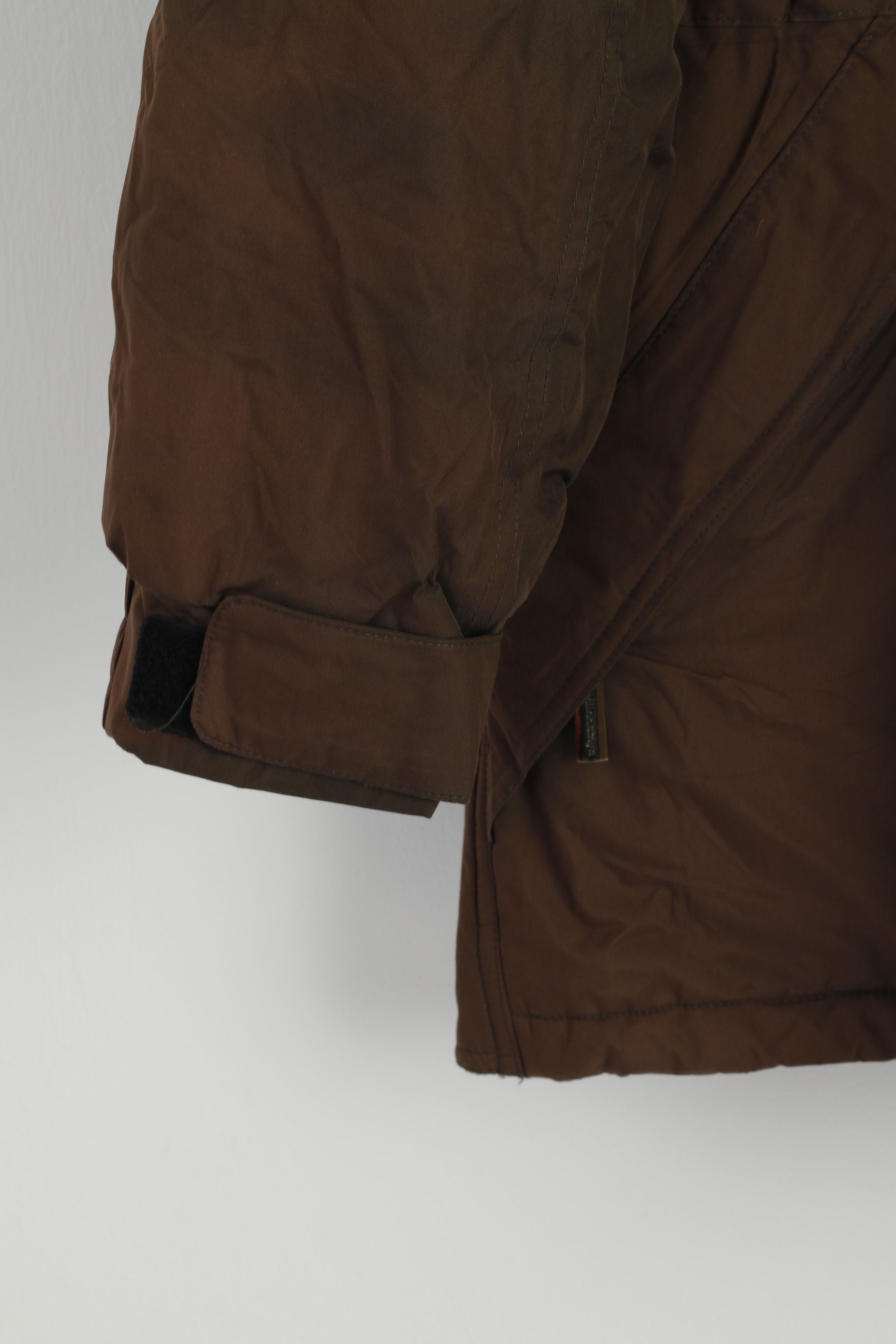 Wellensteyn Men M Jacket Brown Padded Shiny Full Zipper Hidden Hood Brandungsparka