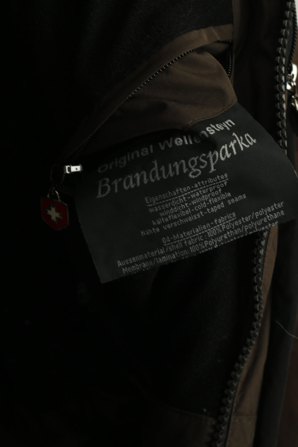 Wellensteyn Men M Jacket Brown Padded Shiny Full Zipper Hidden Hood Brandungsparka