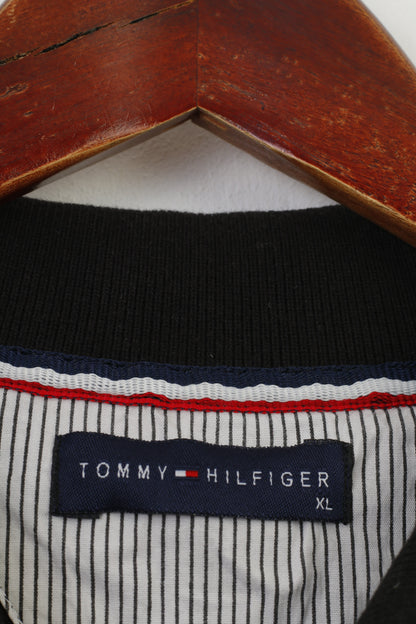 Tommy Hilfiger Homme XL (M) Polo Noir Manches Courtes Col Logo Haut en Coton