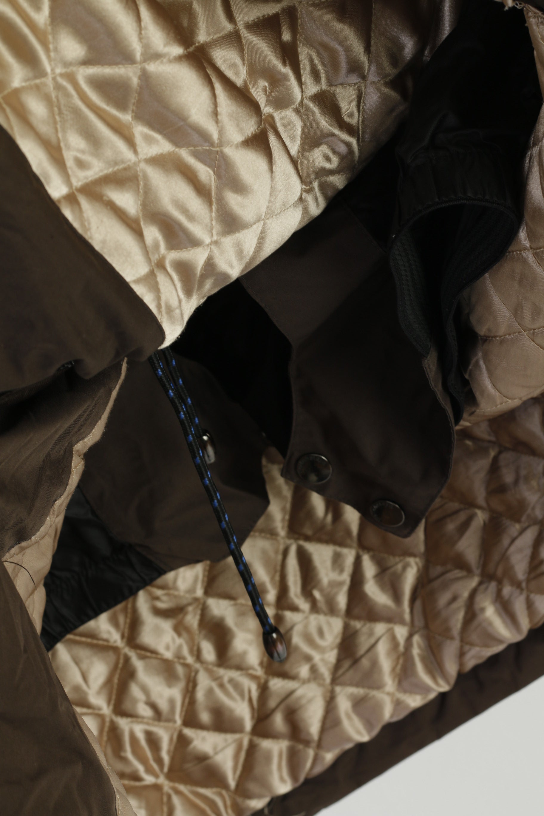 Wellensteyn Men M Jacket Brown Padded Shiny Full Zipper Hidden Hood Brandungsparka