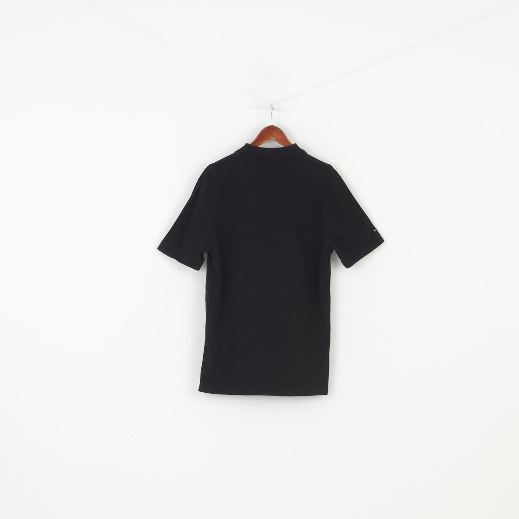 Tommy Hilfiger Men XL (M) Polo Shirt Black Short Sleeve Collar Logo Cotton Top