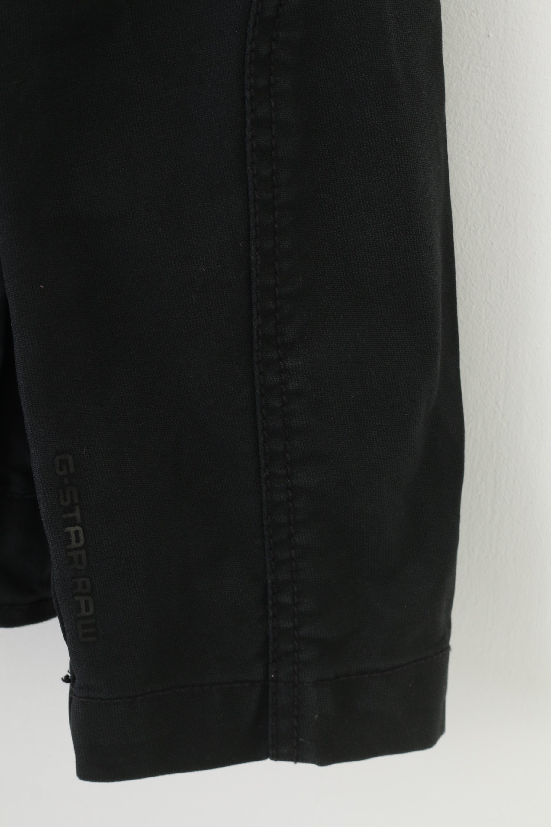 G-Star Raw Men XL Jacket Black Cotton Full Zipper Bottoms Collar Pockets Top