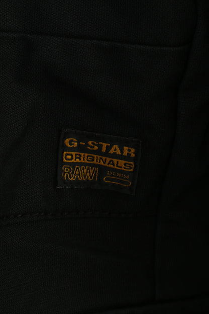 G-Star Raw Hommes XL Veste Noir Coton Fermeture Éclair Complète Bas Col Poches Haut