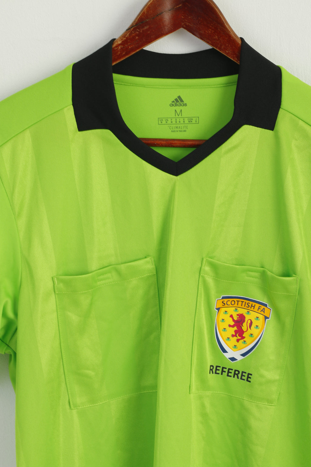 Adidas Men M Shirt Green Scottish FA Referee Football Jersey Sport Top