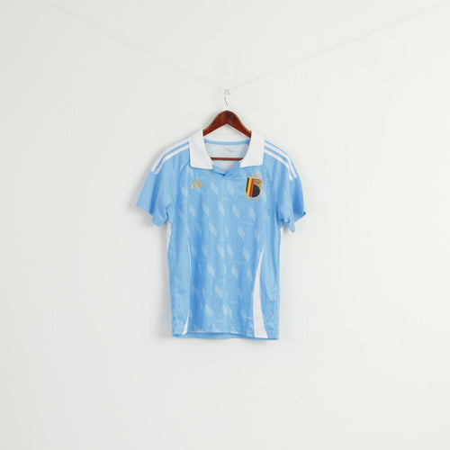 Adidas Men S Shirt Blue Shiny 1895 Royal Belgian FA Football Jersey Polo Top