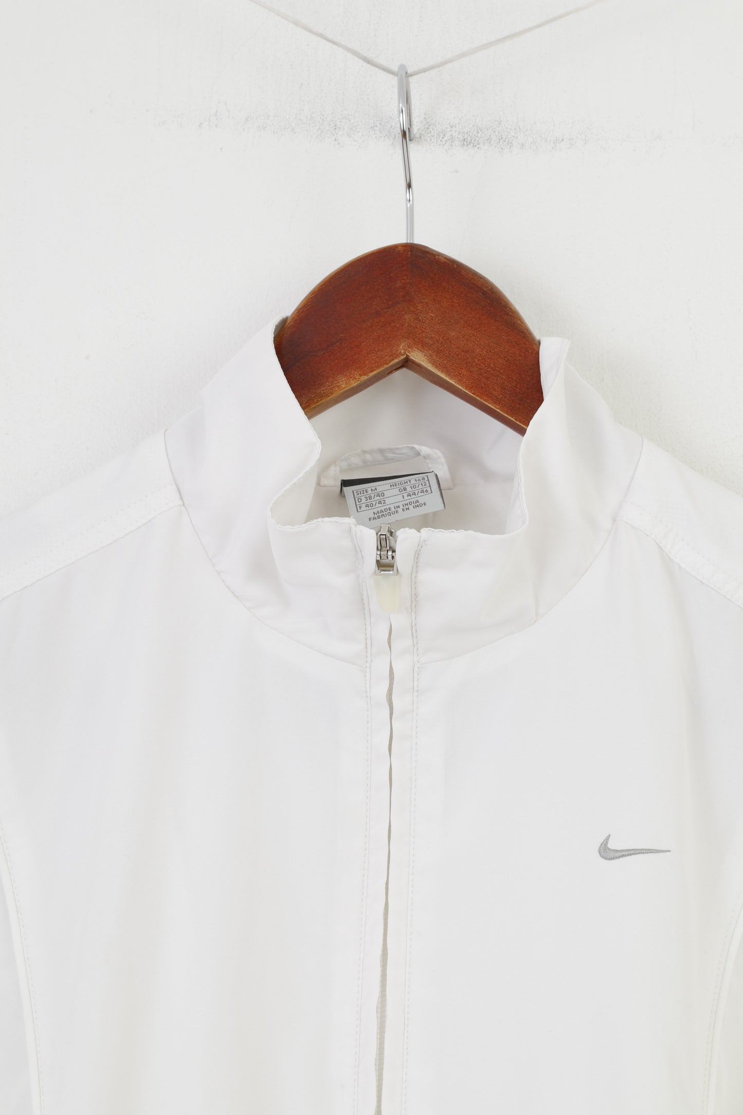 Nike femme M veste blanc vêtements d'extérieur Sport course à manches longues col complet Double fermeture éclair haut