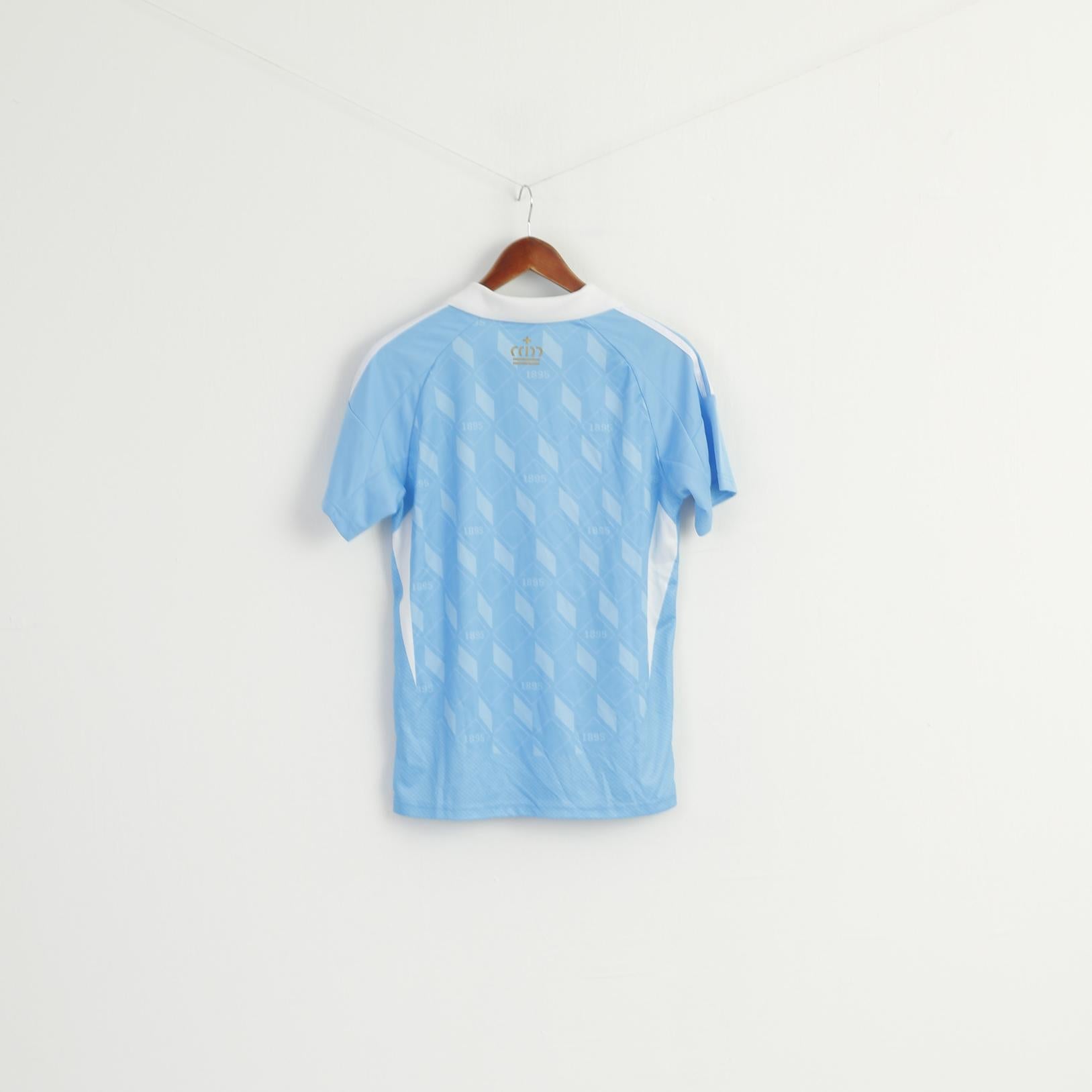 Adidas Men S Shirt Blue Shiny 1895 Royal Belgian FA Football Jersey Polo Top