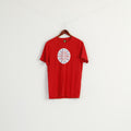 Pretty Green Men M Shirt Red Cotton Graphic Slim Fit Classic Top