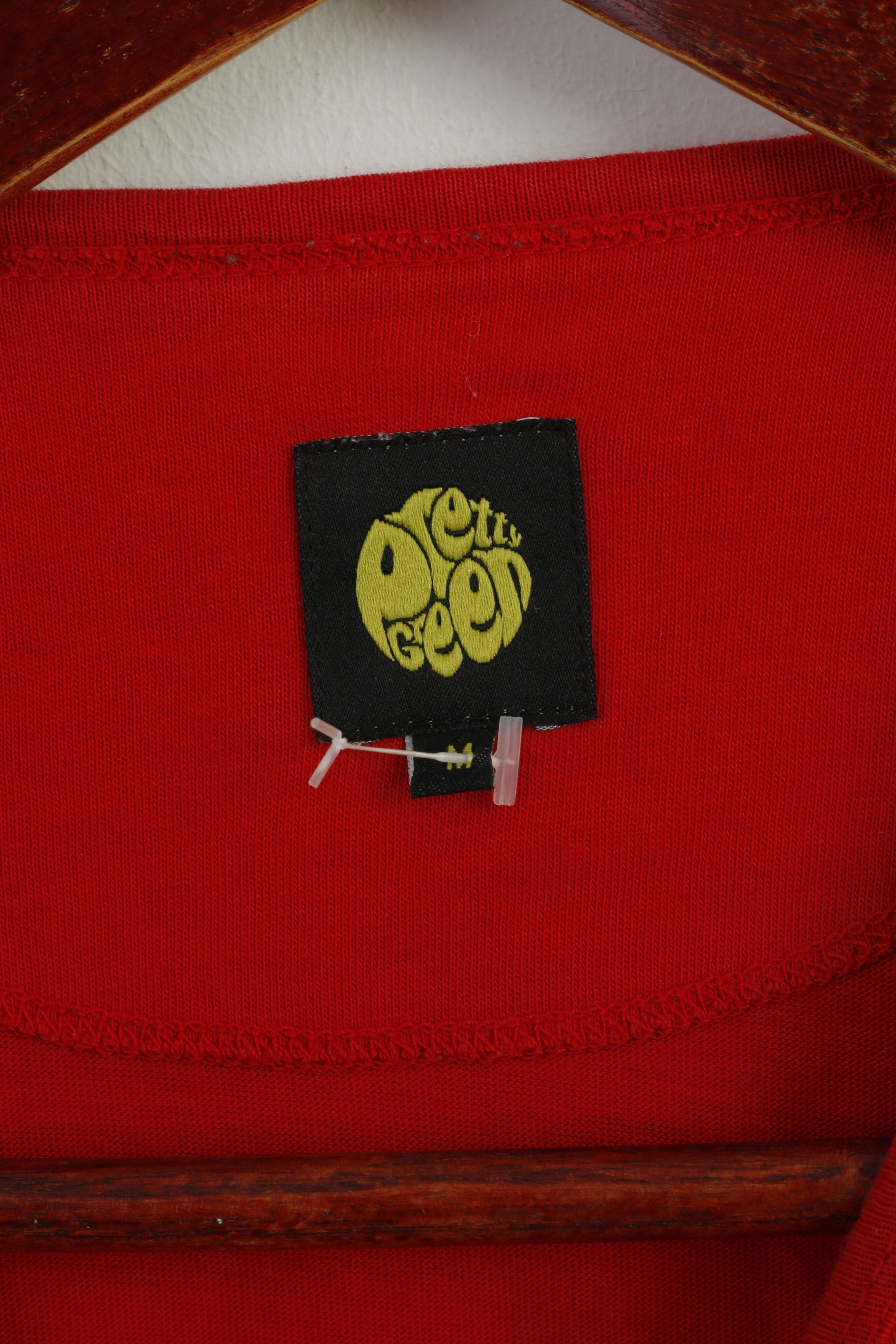 Pretty Green Men M Shirt Red Cotton Graphic Slim Fit Classic Top