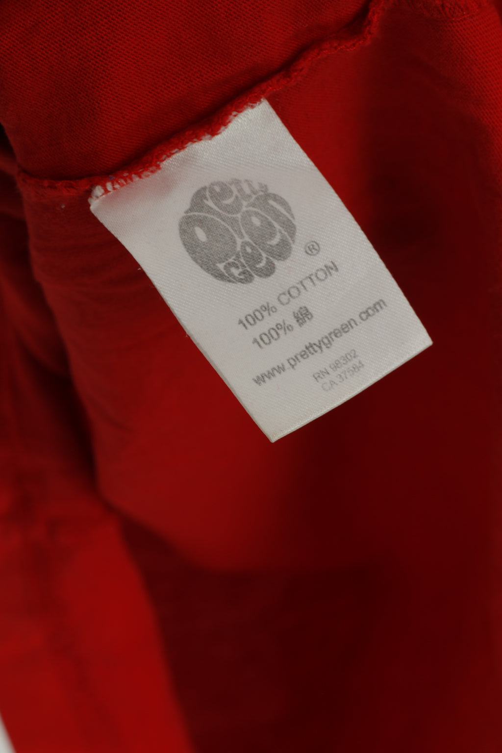 Pretty Green Men M Shirt Red Cotton Graphic Slim Fit Classic Top