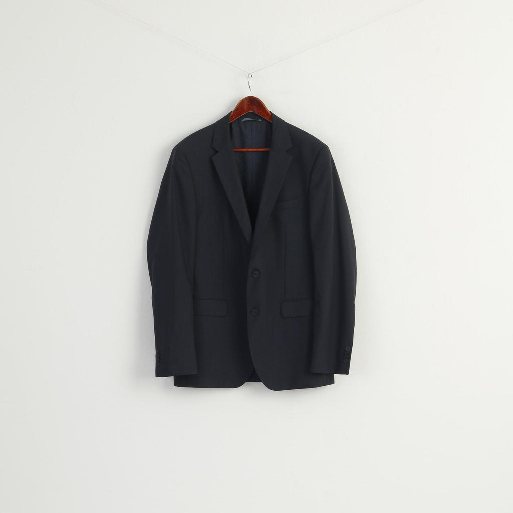 Hugo Boss Men 42 102 Blazer Navy Virgin Wool Striped Single Breasted Jacket