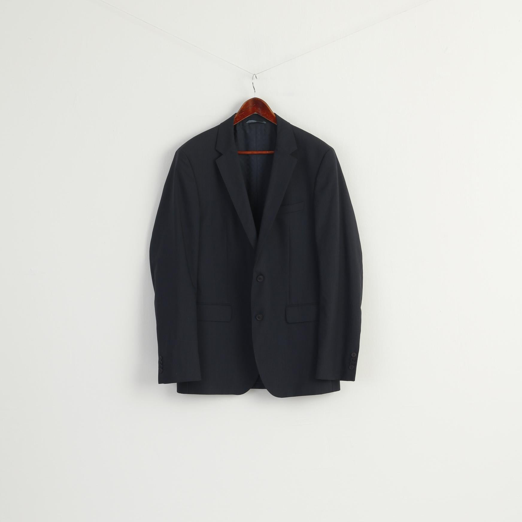 Hugo Boss Men 42 102 Blazer Navy Virgin Wool Striped Single Breasted Jacket