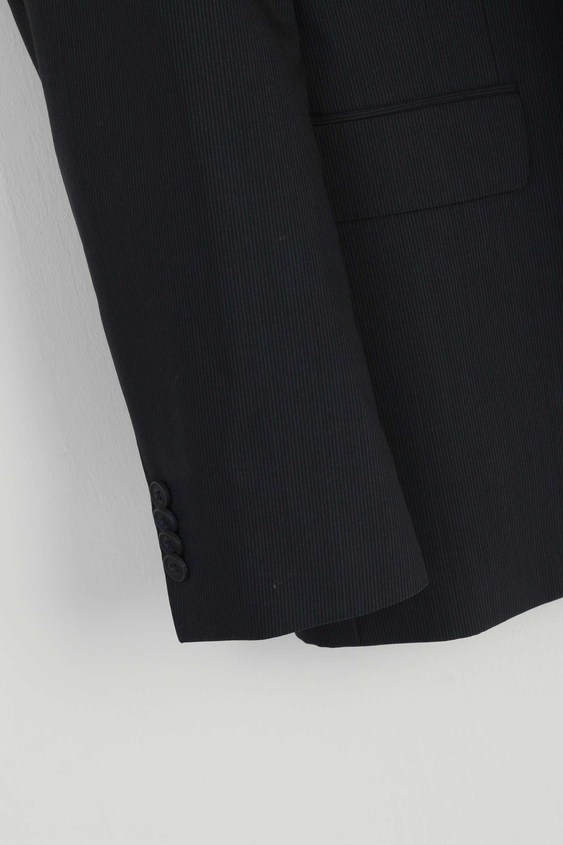 Hugo Boss Men 42 102 Blazer Navy Virgin Wool Striped Single Breasted Jacket