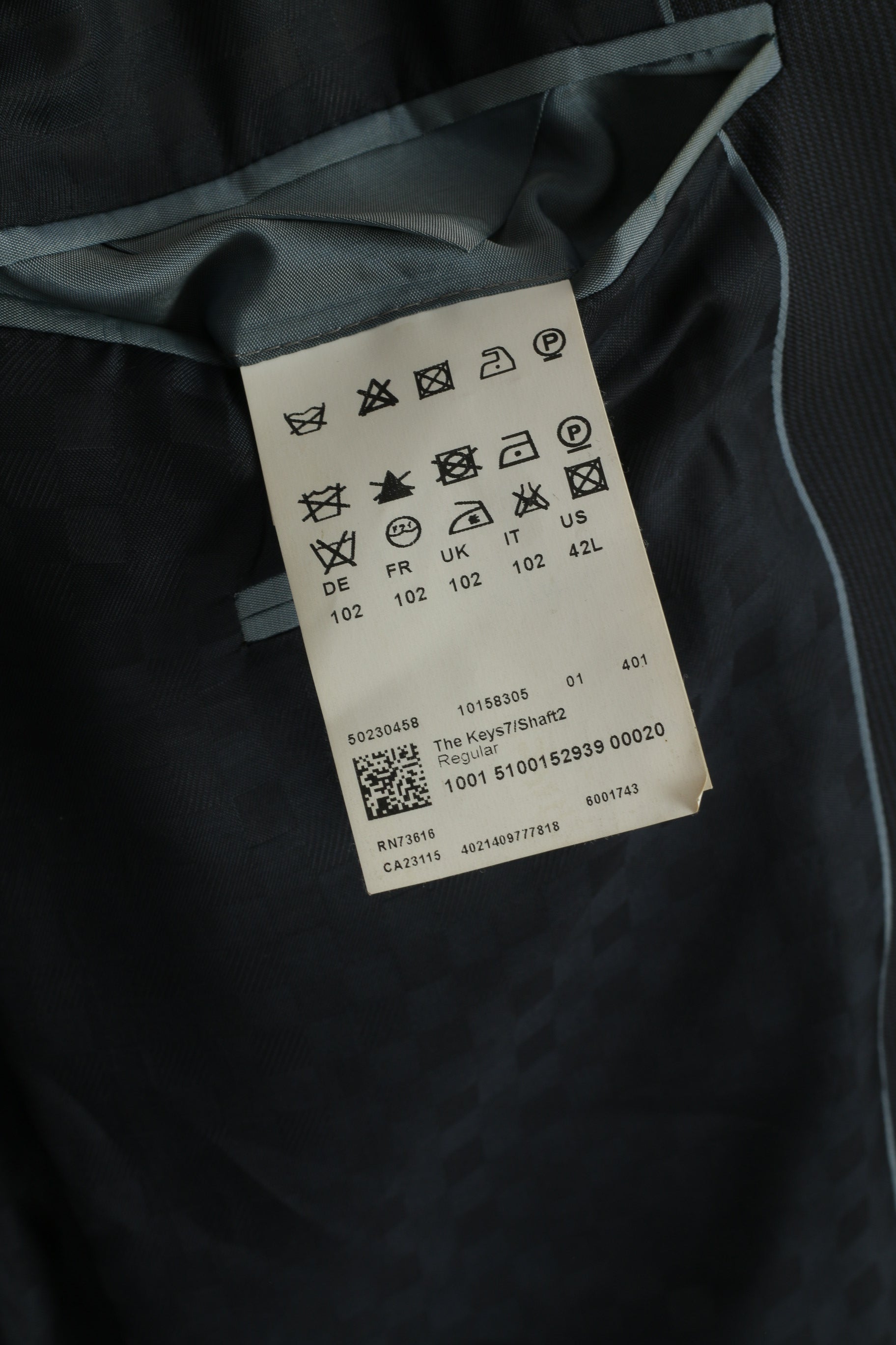 Hugo Boss Men 42 102 Blazer Navy Virgin Wool Striped Single Breasted Jacket