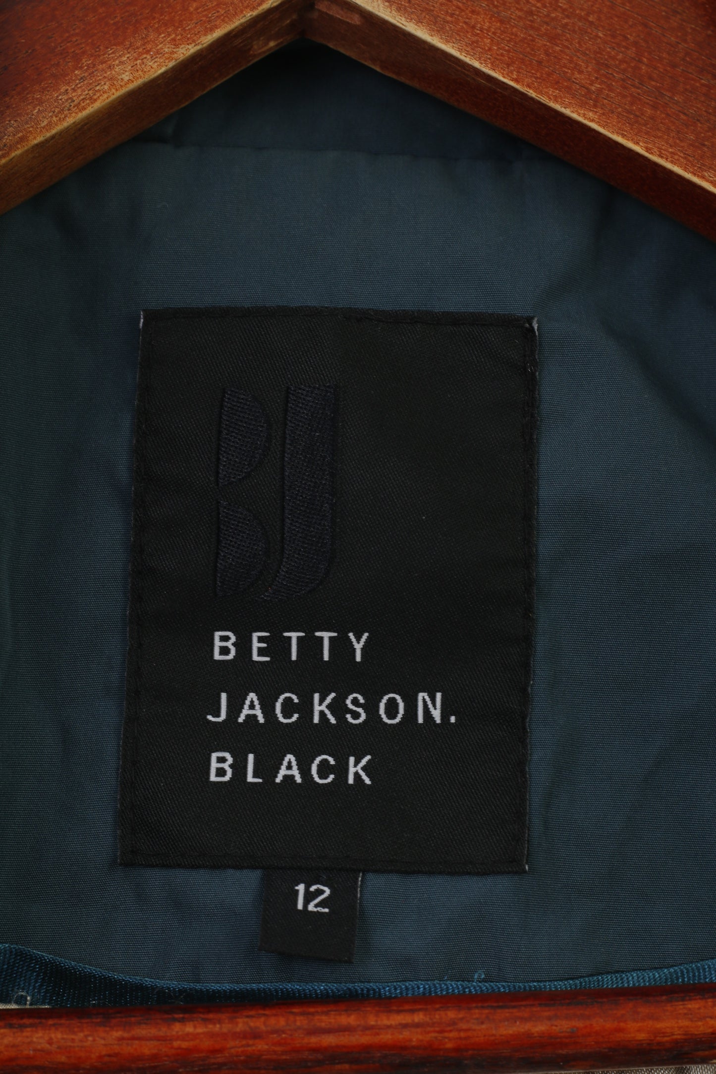 Betty Jackson Noir Femme 12 (M) Veste Ceinture Verte Fermeture Éclair Complète Col Taille Volants Haut Vintage