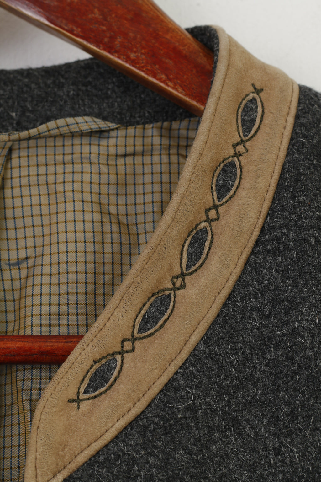 Lodenfrey Uomo 56 Blazer Lana Grigio Vintage Tiroler Tiroler Loden Colletto Pantaloni Giacca Top