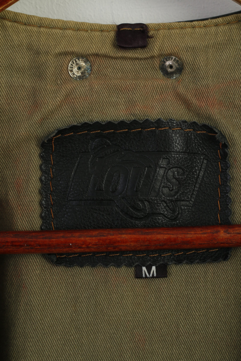 Louis International Men M Waistcoat Black Leather Vintage Moto Biker Vest