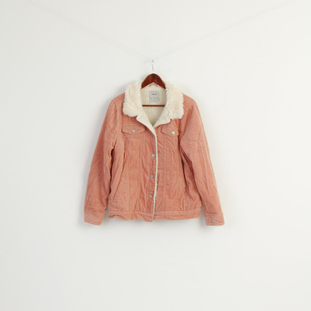 Denim Co. Women 14 42 Jacket Pink Cotton Corduroy Warm Boho Casual Top