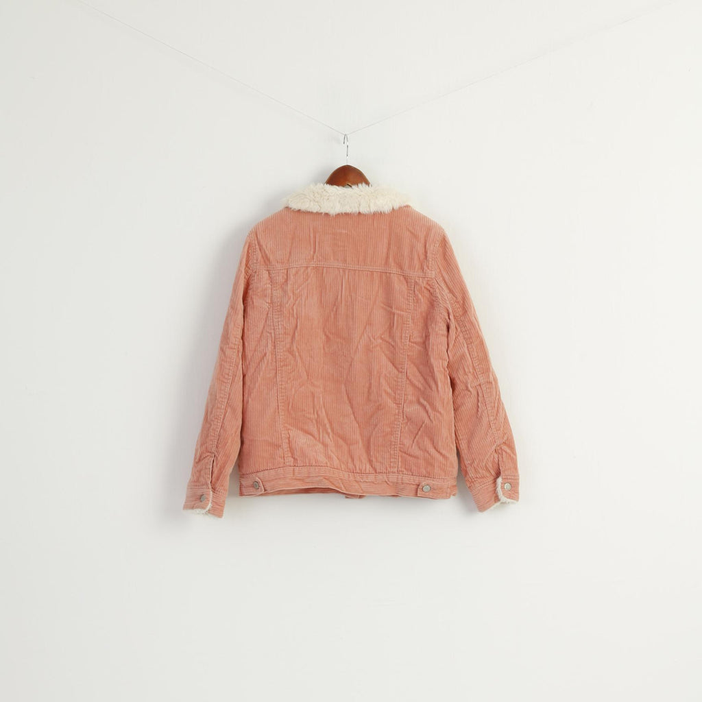 Denim Co. Women 14 42 Jacket Pink Cotton Corduroy Warm Boho Casual Top